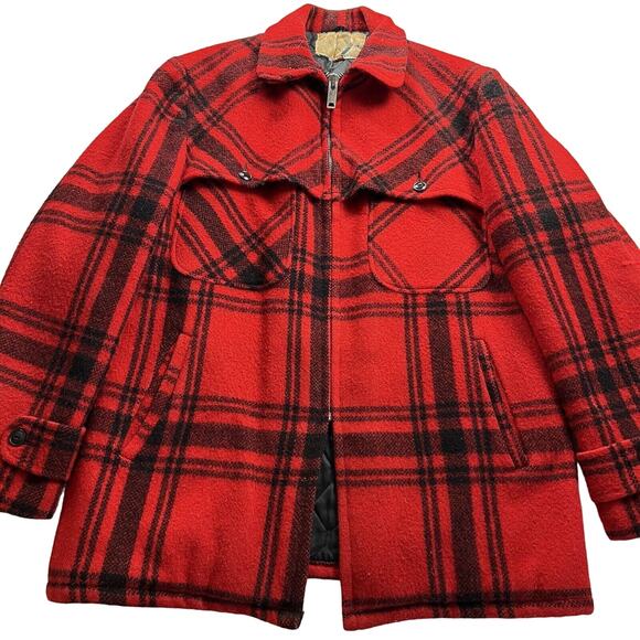 Brent Sportsman Vintage Wool Hunting Coat Jacket Men’s Size Large Red Black - Picture 14 of 14